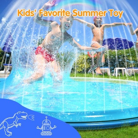 Splash Pad for Toddlers, 68” Outdoor Summer Sprinkler for Kids, Babies, and 1-12 Years Old Boys & Girls, Wading Splash & Sprinkler Water Toys for Fun Games, Party, and Play